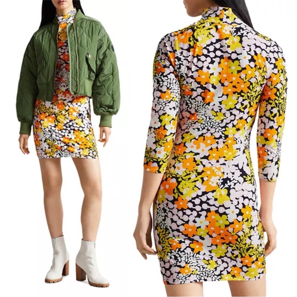 NWT,Ted Baker Multicolor Floral Long Sleeve Dress, size 2 - Picture 2 of 4